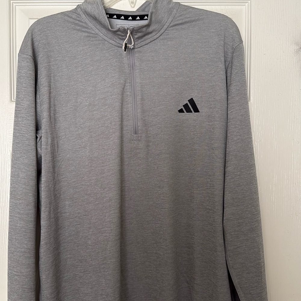 Size L Adidas Half Zip Sweatshirt Grey Pullover Top Men's